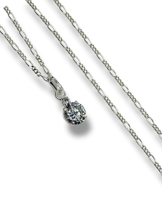 Dije Fino De Piedra Zirconia Circular Con Cadena Ambos En Plata 925 - Angeles Joyas