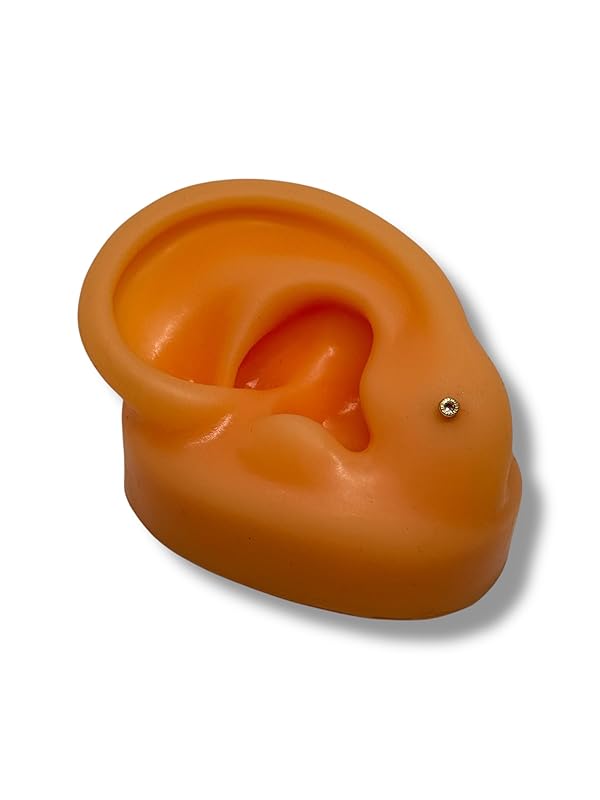 Broquel O Arete Biselado Redondo Para Bebe Zirconia Oro 10k - Angeles Joyas (Rosa)