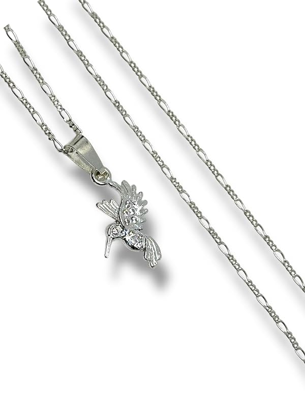 Dije Colibri Zirconia Y Cadena Ambos Plata 925 Garantizado - Angeles Joyas