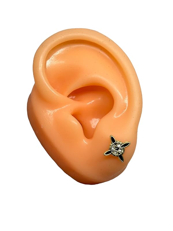 Broquel Arete Esmaltado Figura Nudo de Bruja Oro 10K Garantizado