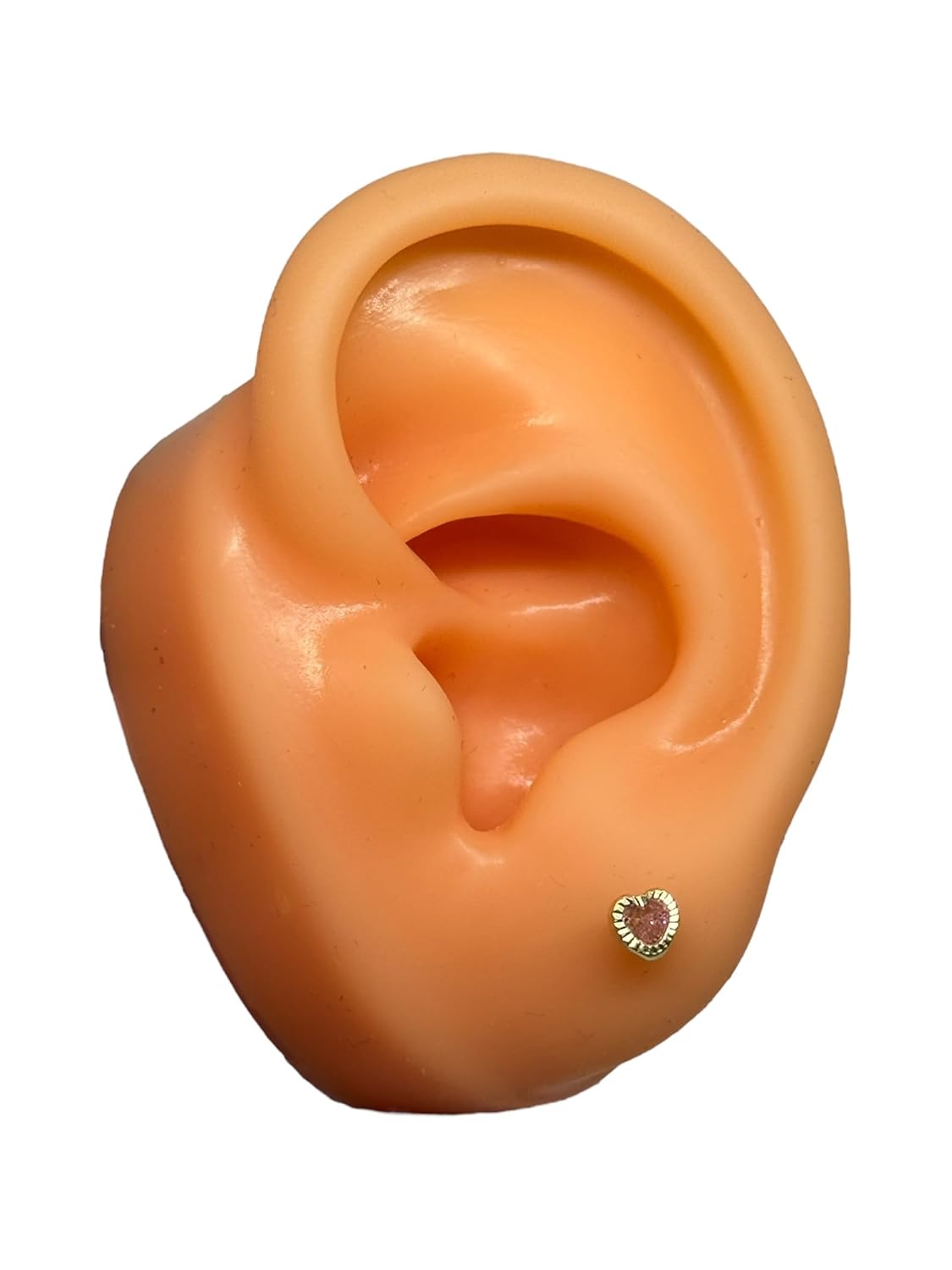 Broquel O Arete Corazon Biselado En Oro 10k Garantizado N.5 Rosa - Angeles Joyas