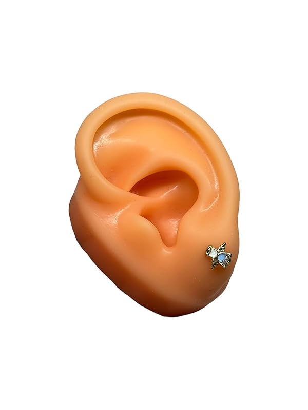 Broquel O Arete de Angel Esmaltado En Oro 10k Garantizado (Azul)