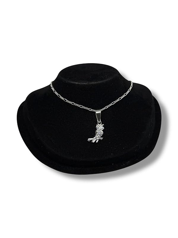 Dije Buho Con Zirconia Y Cadena Ambos Plata 925 Garantizado - Angeles Joyas