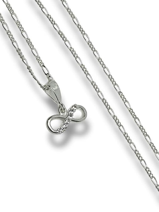 Dije Infinito Con Zirconia Y Cadena Ambos Plata 925 T#m - Angeles Joyas