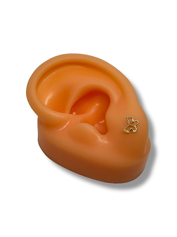 Broquel O Arete Mariposa Contorno Oro 10k Garantizado - Angeles Joyas