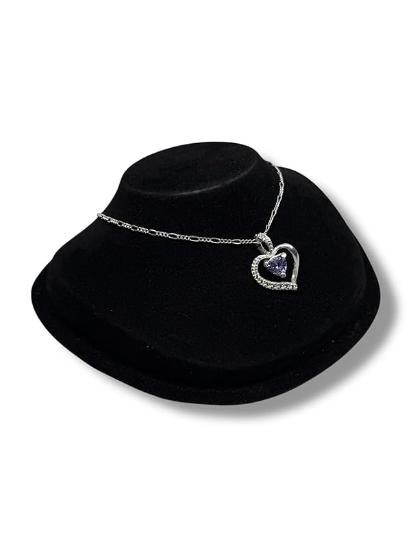 Dije Corazon Con Zirconia Y Cadena Ambos En Plata 925 - Angeles Joyas (Morado)