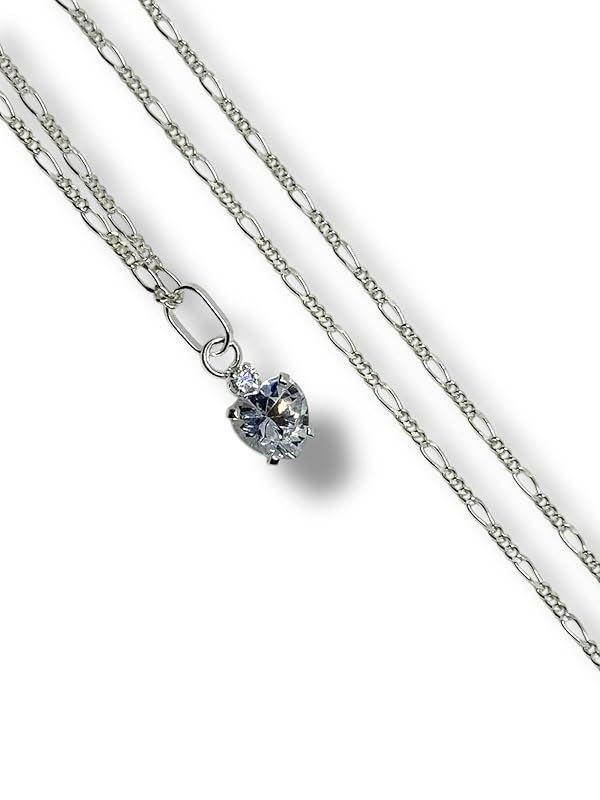 Dije Fino De Piedra Zirconia Corazon Con Cadena Ambos En Plata 925 - Angeles Joyas