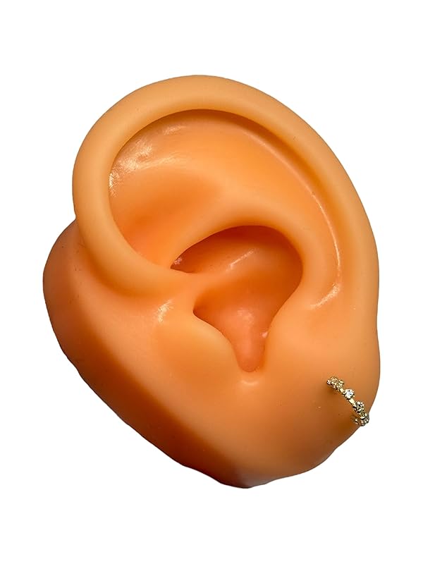 Broquel o Arete Media Arracada con Zirconias Blanco en Oro 10K Garantizado