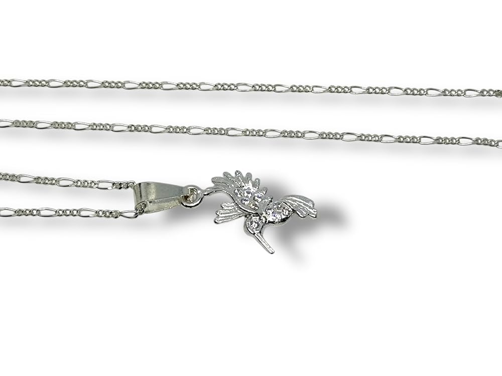 Dije Colibri Zirconia Y Cadena Ambos Plata 925 Garantizado - Angeles Joyas