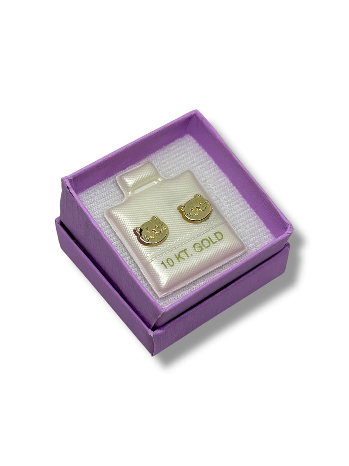 Broquel O Arete Gato Cara Sonriente En Oro 10k Garantizado - Angeles Joyas