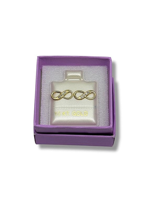 Broquel O Arete Infinito Con Zirconia En Oro 10k Garantizado - Angeles Joyas