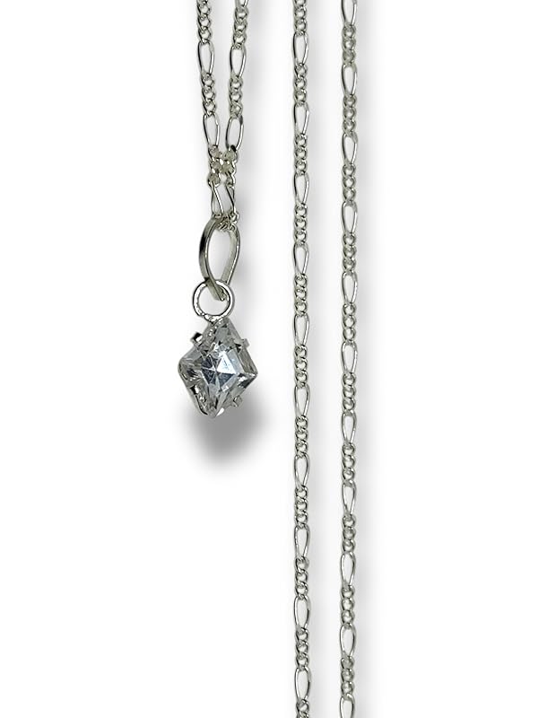 Dije Fino De Piedra Zirconia Rombo Con Cadena Ambos En Plata 925 - Angeles Joyas