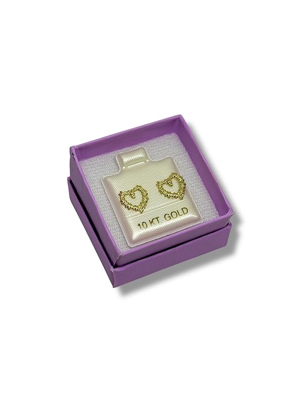 Broquel O Arete Corazon Con Espinas En Oro 10k Garantizado - Angeles Joyas