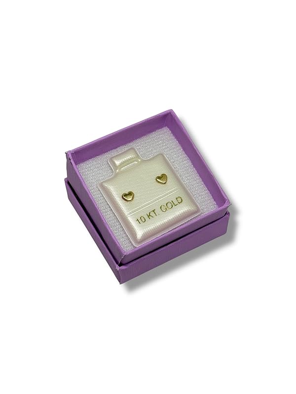 Broquel O Arete Corazon Mini en Oro 10k Garantizado- Angeles Joyas