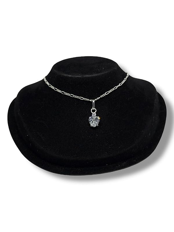 Dije Fino De Piedra Zirconia Corazon Con Cadena Ambos En Plata 925 - Angeles Joyas