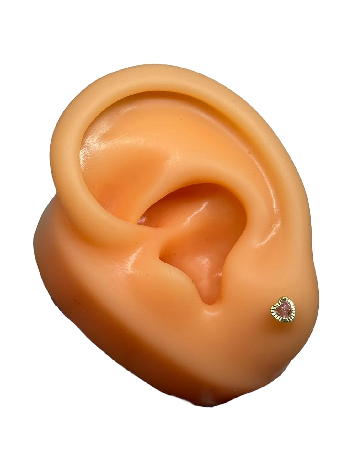 Broquel O Arete Corazon Biselado En Oro 10k Garantizado N.5 Rosa - Angeles Joyas