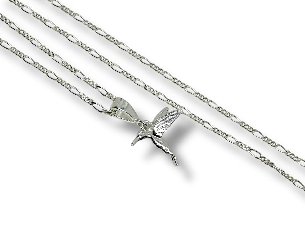 Dije Colibrí Liso Con Cadena Ambos Plata 925 Garantizado - Angeles Joyas