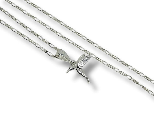 Dije Colibrí Liso Con Cadena Ambos Plata 925 Garantizado - Angeles Joyas