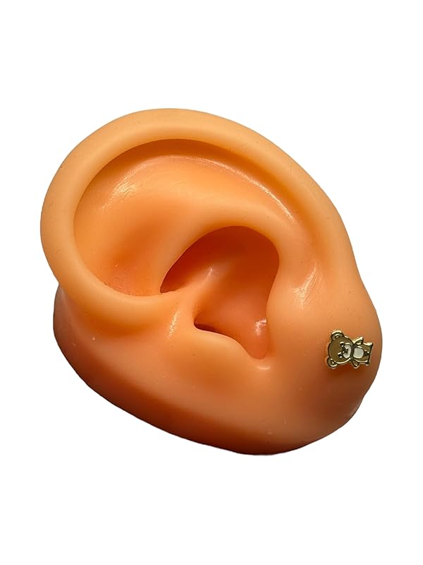 Broquel O Arete Oso Tierno Esmaltado En Oro 10k Garantizado