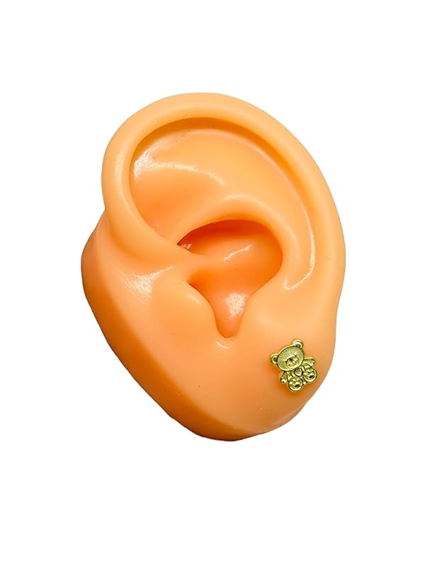 Broquel o Arete Oso Tierno en Oro 10K Garantizado - Angeles Joyas