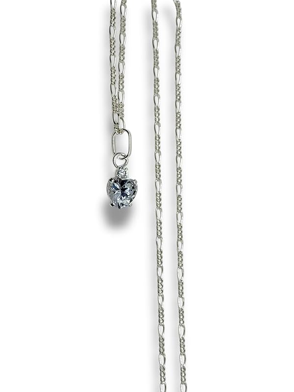 Dije Fino De Piedra Zirconia Corazon Con Cadena Ambos En Plata 925 - Angeles Joyas