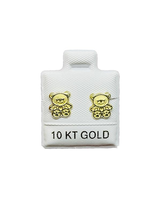 Broquel o Arete Oso Tierno en Oro 10K Garantizado - Angeles Joyas