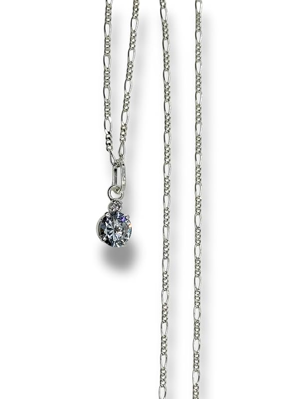 Dije Fino De Piedra Zirconia Circular Con Cadena Ambos En Plata 925 - Angeles Joyas