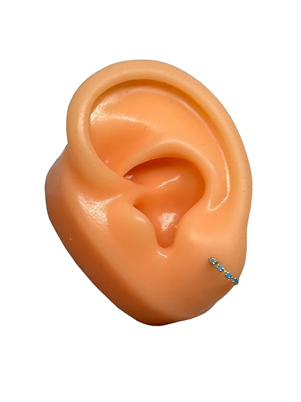 Broquel o Arete Media Arracada con Zirconias Azul en Oro 10K Garantizado