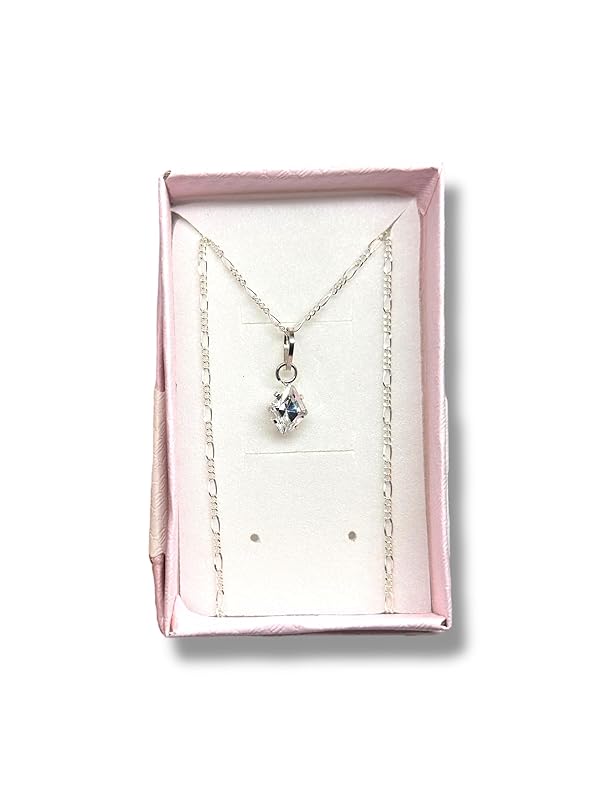 Dije Fino De Piedra Zirconia Rombo Con Cadena Ambos En Plata 925 - Angeles Joyas