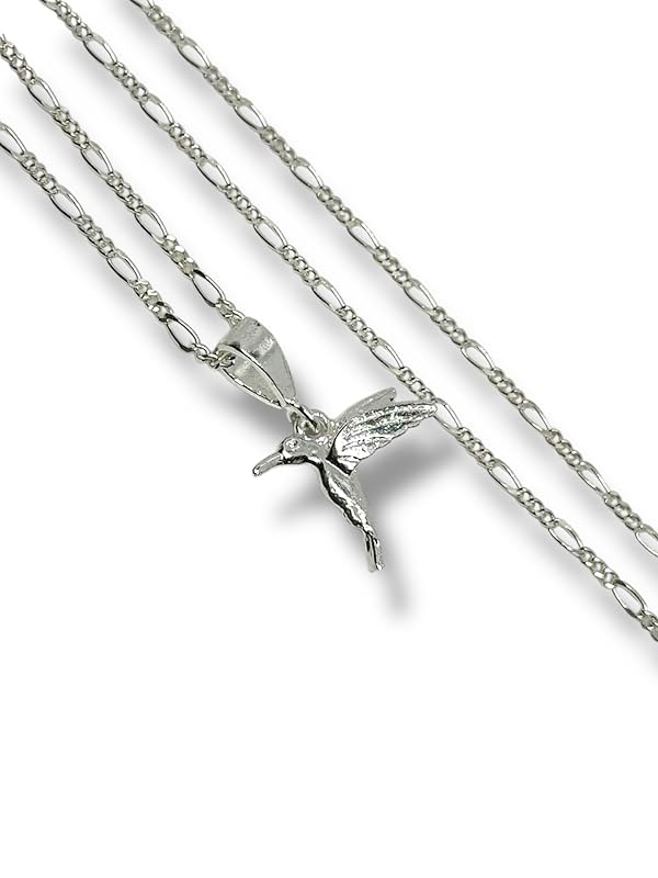 Dije Colibrí Liso Con Cadena Ambos Plata 925 Garantizado - Angeles Joyas