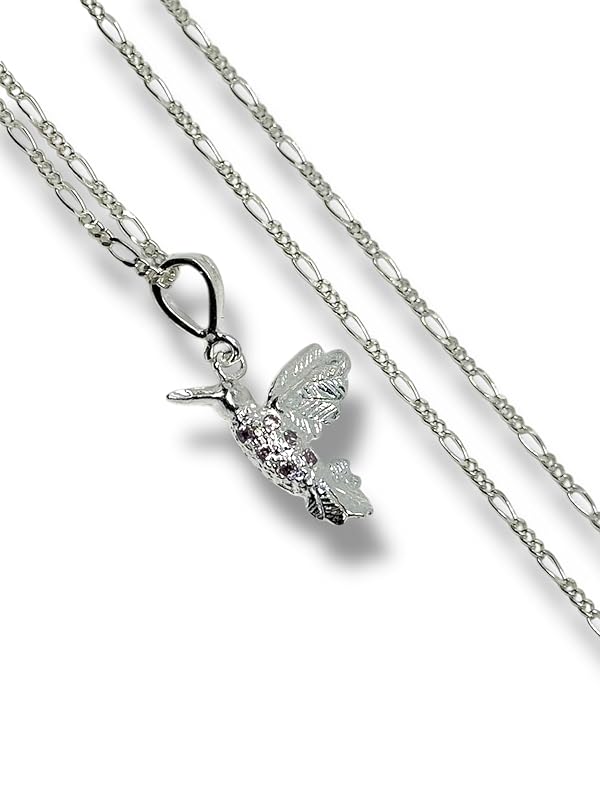 Dije Colibrí Liso Con Cadena Ambos Plata 925 Garantizado - Angeles Joyas (Rosa Claro)