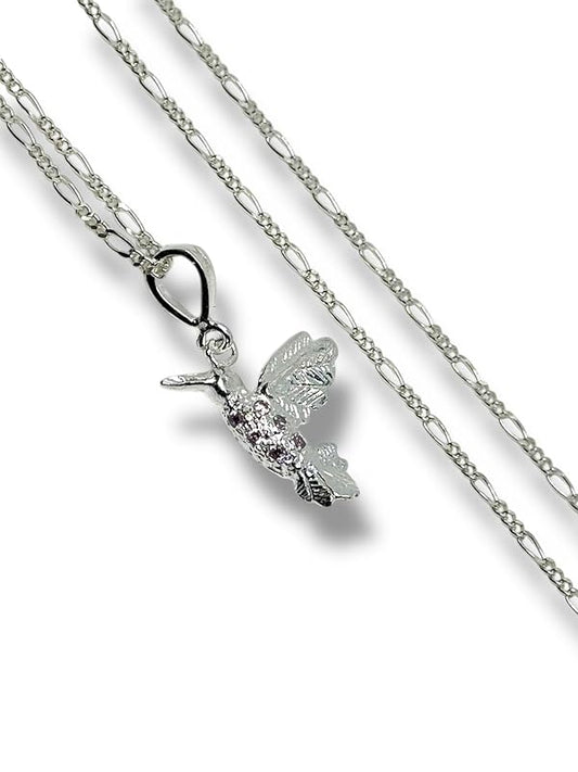 Dije Colibrí Liso Con Cadena Ambos Plata 925 Garantizado - Angeles Joyas (Rosa Claro)