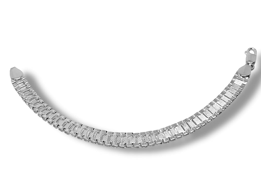 Pulsera O Pulso Tejido Tipo Reloj Plata 925 Garantizado 21cm - Angeles Joyas (Mediano)