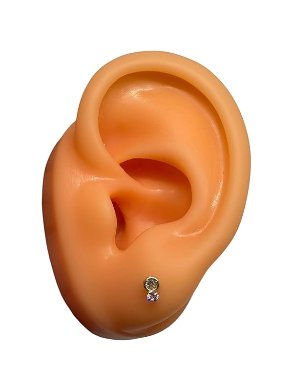 Broquel O Arete Biselado Circular En Oro 10k Garantizado N.3 Rosa- Angeles Joyas