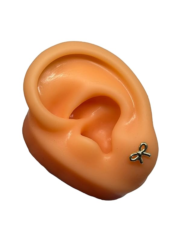 Broquel O Arete Moño Liso En Oro 10k Garantizado - Angeles Joyas