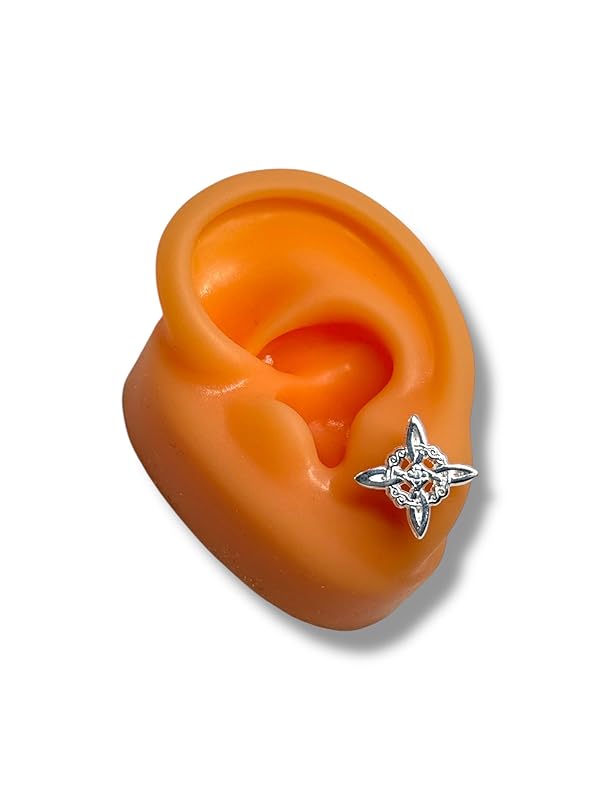 Broquel Arete Nudo De Bruja Liso En Plata 925 Garantizado- Angeles Joyas