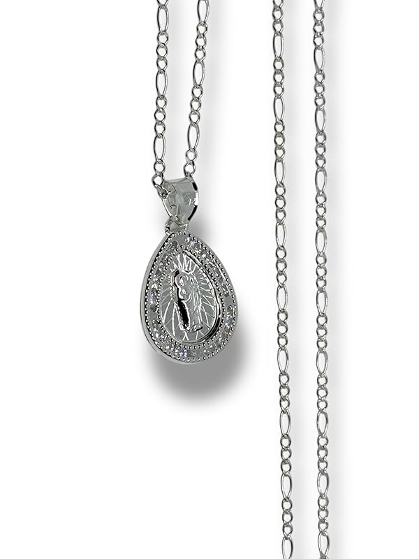 Dije Medalla Con Cadena San judas De Bautizo En Plata 925 Garantizado - Angeles Joyas (Gota)