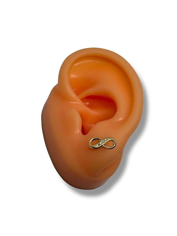 Broquel O Arete Infinito Con Zirconia En Oro 10k Garantizado - Angeles Joyas