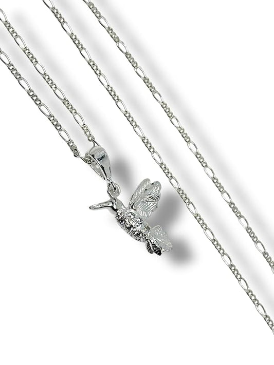 Dije Colibrí Con Cadena Ambos Plata 925 Garantizado Zirconia - Angeles Joyas