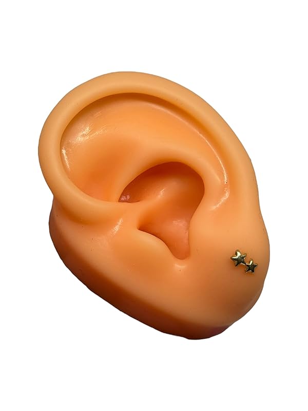 Broquel O Arete 2 Estrellas Lisas En Oro 10k Garantizado - Angeles Joyas