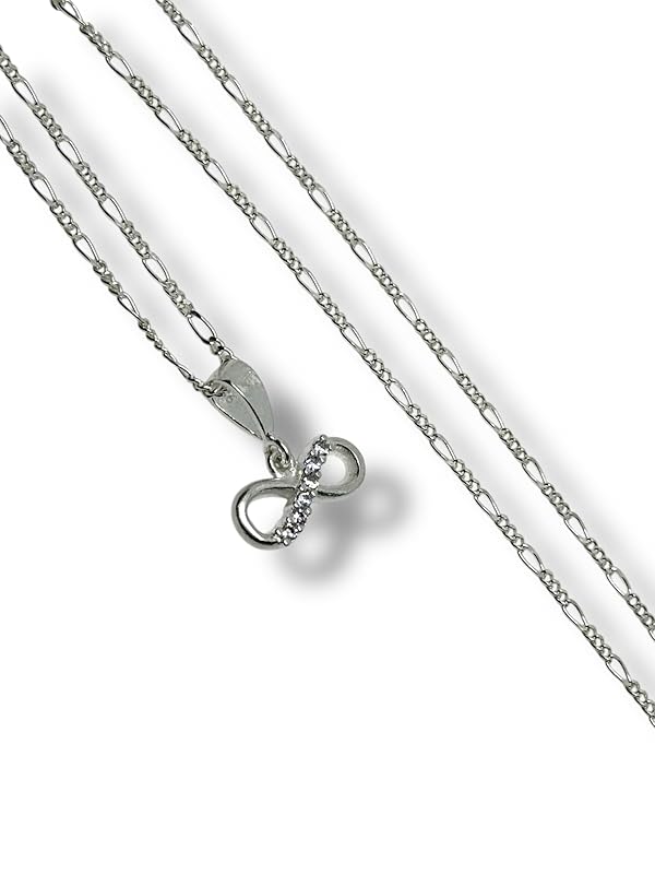 Dije Infinito Con Zirconia Y Cadena Ambos Plata 925 T#m - Angeles Joyas