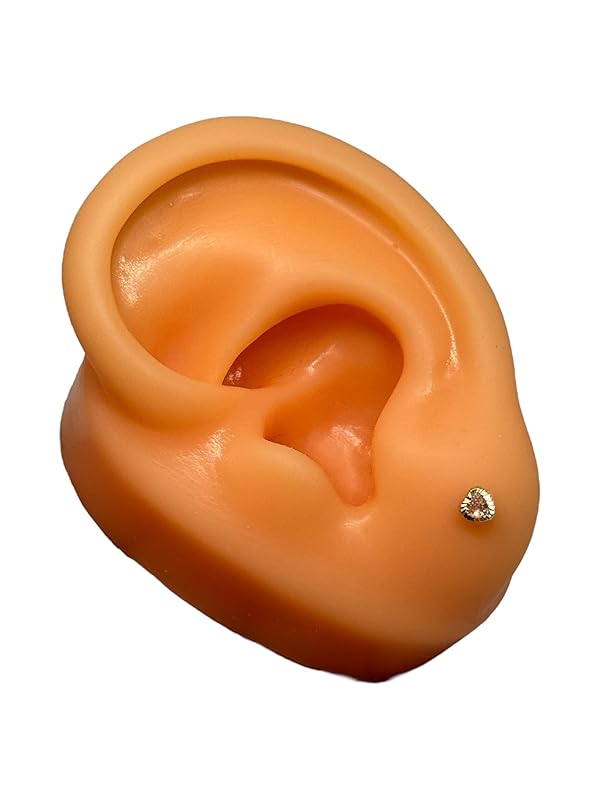 Broquel O Arete Corazon Biselado En Oro 10k Garantizado N.4 Rosa - Angeles Joyas