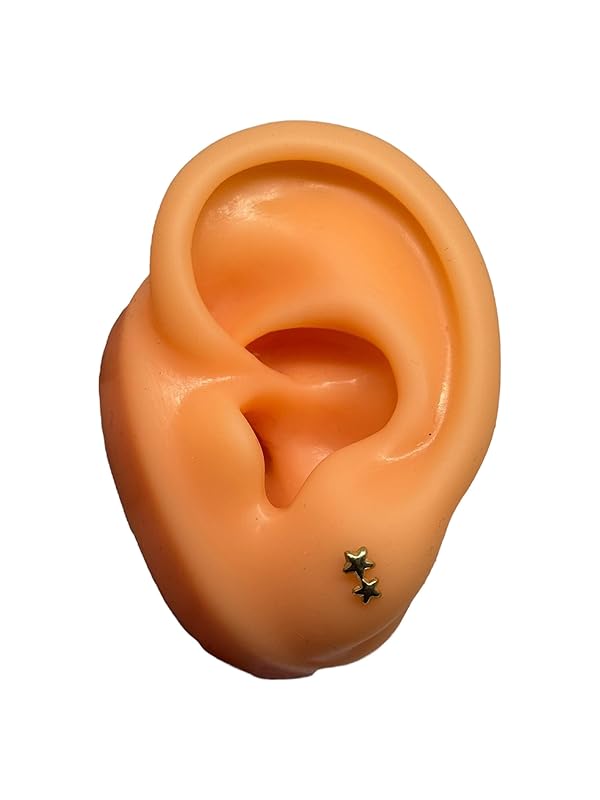 Broquel O Arete 2 Estrellas Lisas En Oro 10k Garantizado - Angeles Joyas