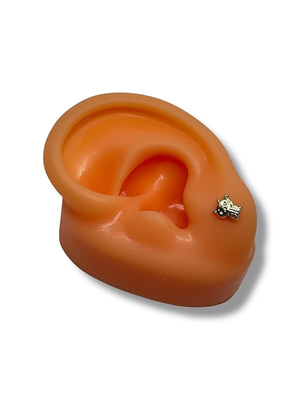 Broquel Arete Gato Tierno en Oro 10K Garantizado - Angeles Joyas