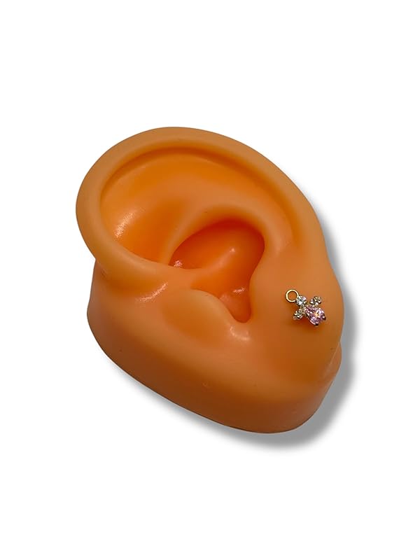 Broquel Arete Angel Rosa Zirconia en Oro 10K Garantizado - Angeles Joyas