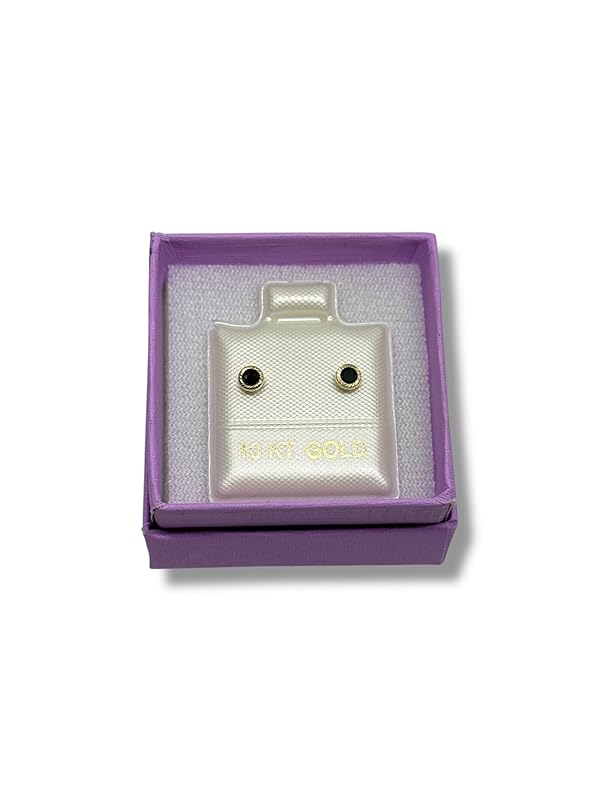 Broquel O Arete Biselado Negro En Oro 10k Garantizado N.3 - Angeles Joyas