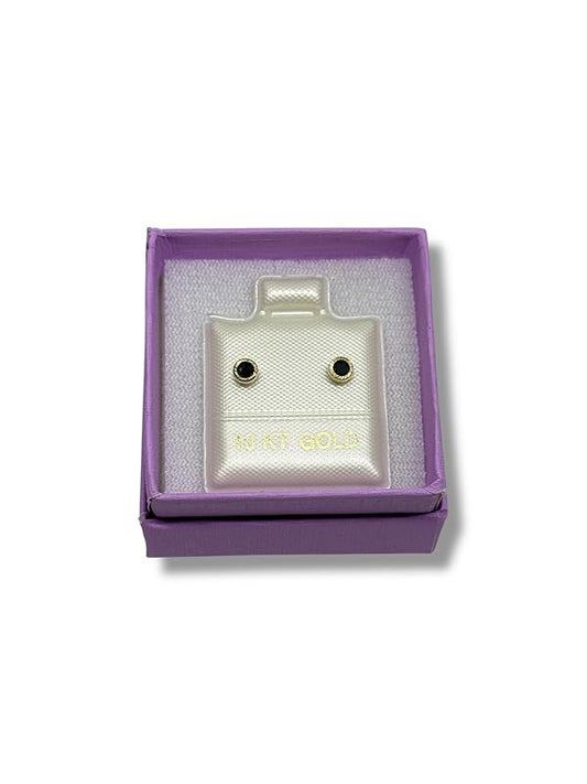 Broquel O Arete Biselado Negro En Oro 10k Garantizado N.3 - Angeles Joyas