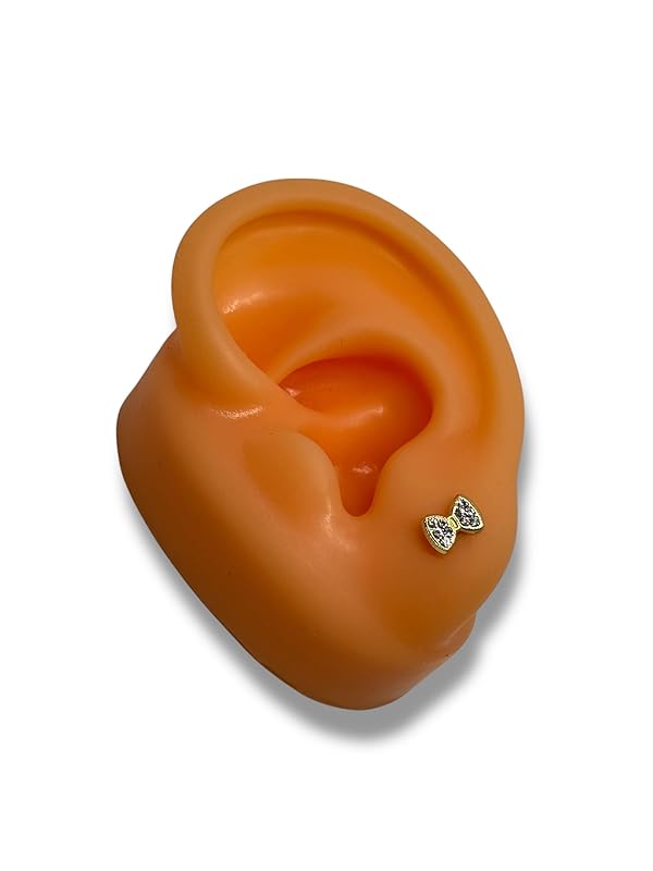 Broquel O Arete Moño Con Zirconia Oro 10k Garantizado - Angeles Joyas