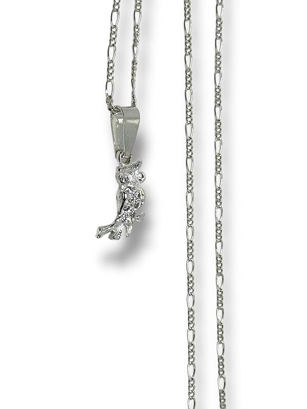 Dije Buho Con Zirconia Y Cadena Ambos Plata 925 Garantizado - Angeles Joyas