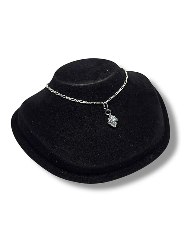 Dije Fino De Piedra Zirconia Rombo Con Cadena Ambos En Plata 925 - Angeles Joyas